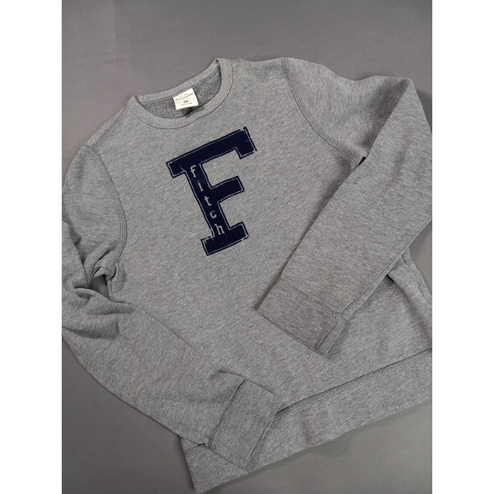 Abercrombie Kids Gray Crew Neck Sweatshirt Large F Graphic Size M Medium